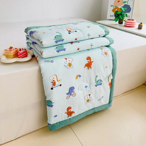 Class A cotton double-layer gauze children's summer quilt maternal and infant grade gauze summer cool quilt pure cotton air-conditioning quilt single thin quilt wholesale