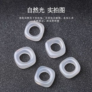 天然白玛瑙方形跑环冰种玉髓荔枝冻方环跑环玉石圆圈diy饰品配件-阿里巴巴