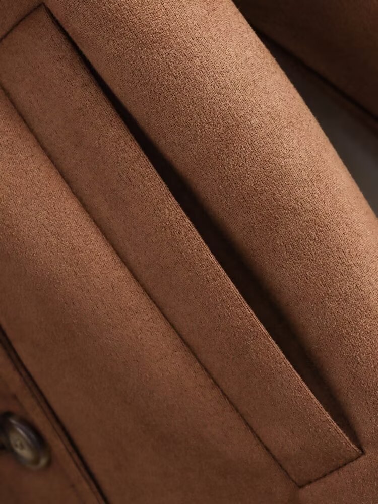 Winter, Autumn Season Women's Casual Vintage Style Solid Color Belt Double Breasted Coat
