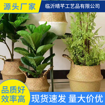 北欧草编装饰品花篮盆栽收纳篮植物篮子编织篮绿植摆件藤编收纳筐