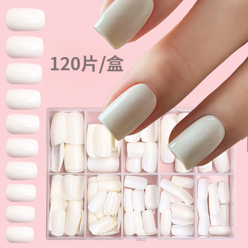 Factory Wholesale 120 Pieces of White Pure Color Wearable Nails European and American Simple Rectangular Fake Nails Boxed Manicure Patches Factory Wholesale 120 Pieces of White Pure Color Wearable Nails European and American Simple Rectangular Fake Nails Boxed Manicure Patches
