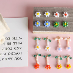 韓國復古可愛花朵耳環吊墜ins設計師手作珠串DIY飾品配件材料包