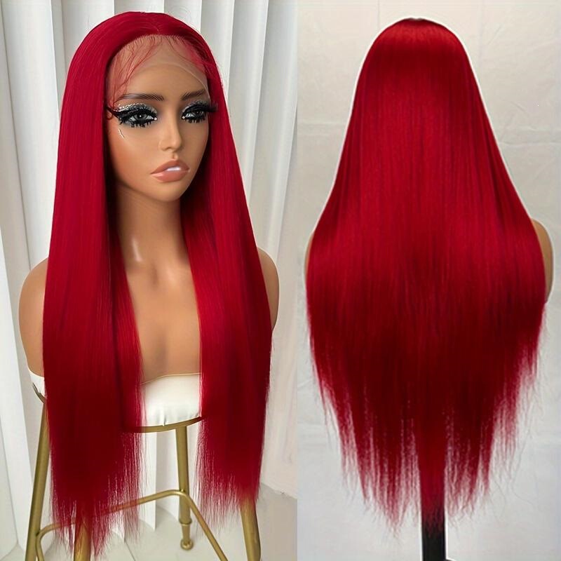 S 86612 Lace Front Long Straight Wig with Middle Parting, Long Straight Wig for European and American Cross-Border Markets