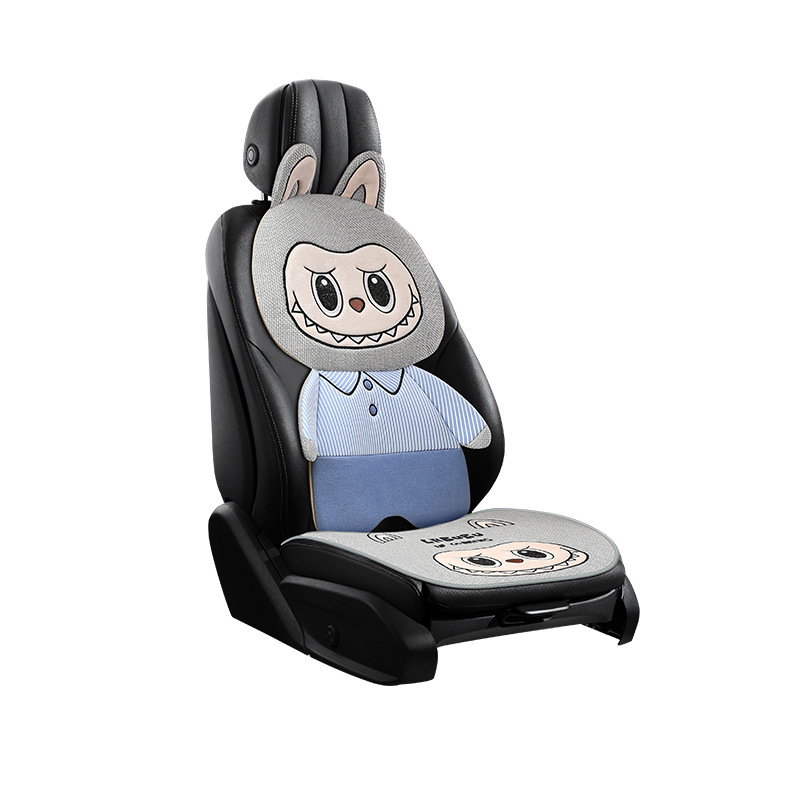 25 Years New Labubu Linen Car Seat Cushion, Universal Multi-Piece Set for All Seasons, Cartoon Cute Cushion Wholesale Dropshipping