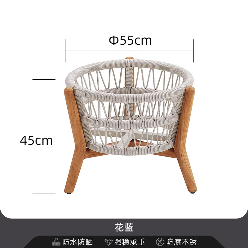 Sofá de patio impermeable al aire libre teca caña sofá jardín al aire libre residencial ocio simple combinación de madera sólida