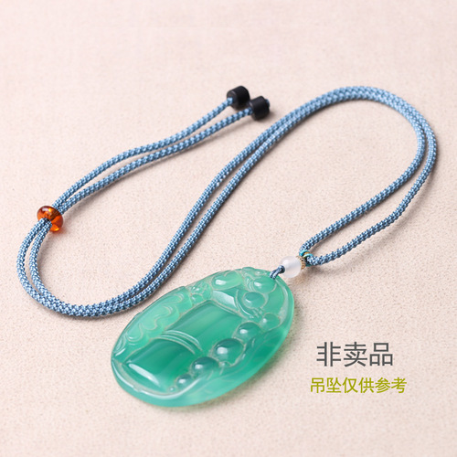 Elegant Adjustable Cord Hand-woven Cultural Jade Pendant Accessory Wholesale for Men and Women Green Pineapple Necklace