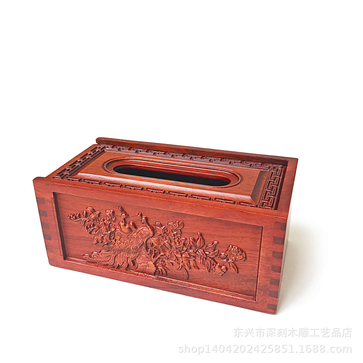 越南纸巾盒花梨木纸巾盒实木制餐纸盒木工艺品家用创意雕花餐巾盒