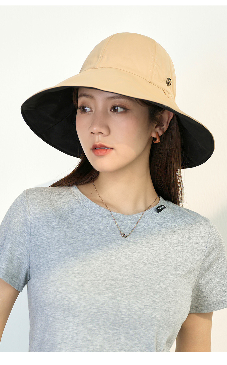 Mũ chống nắng nữ vành rộng hai mặt, chất liệu sợi mát, chống tia UV, đi biển thời trang — Tím khoai môn chi tiết 13