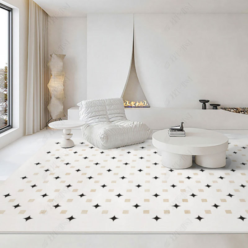 Estilo crema simple absorbente sala de estar alfombra hogar suave antideslizante gran área manta completa dormitorio alfombra francesa