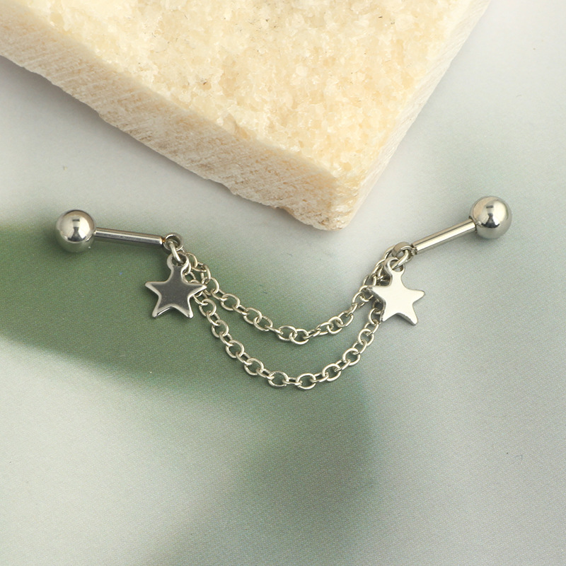 Amazon Cross-Border Pearl Ear Chain Five-Pointed Star Ear Bone Stud Fashion Jewelry Wholesale - Stainless Steel detail image 10