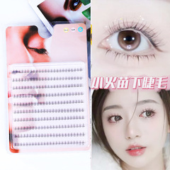 自然仿真小火苗下睫毛 透明梗分段式 漫畫睫毛單簇嫁接細梗睫毛