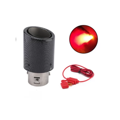 Cross-Border Car Modification Carbon Pattern Luminous Tailpipe Motorcycle Flame Effect Led Light Stainless Steel Exhaust Pipe Dropshipping (Exhaust pipe) - curling-edge-red-light