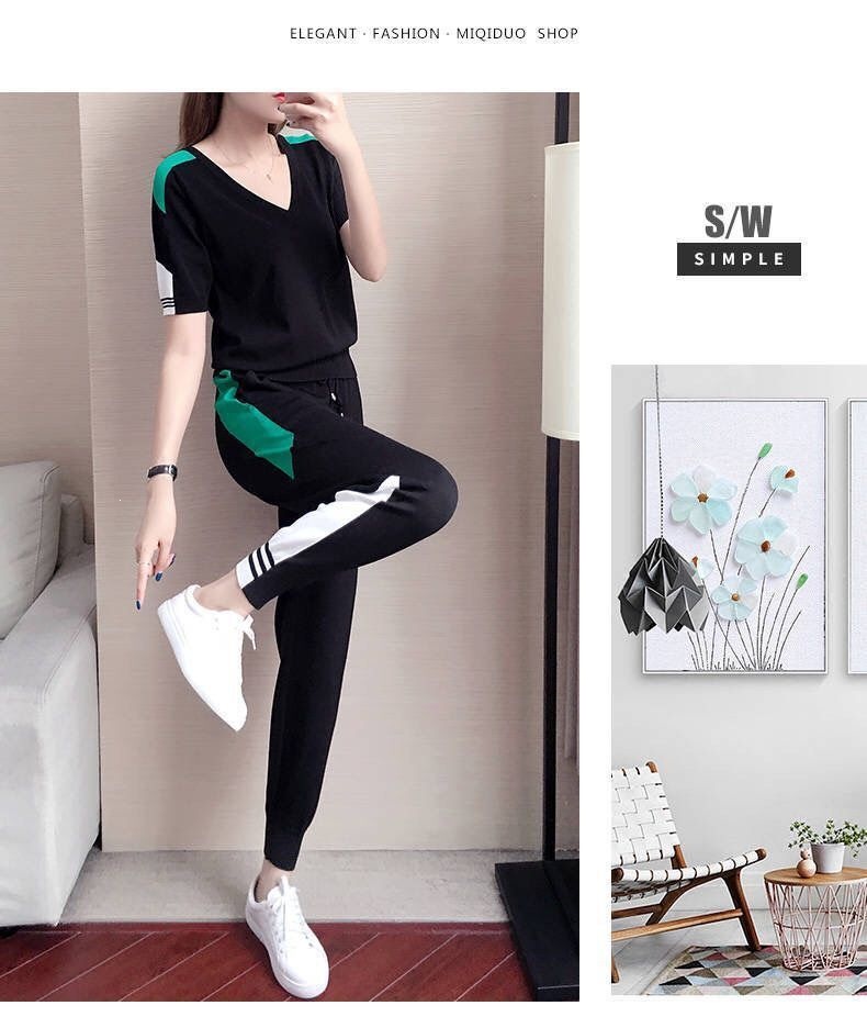 Women's Casual Sports Suit Set Short Sleeved Cropped Pants Fashionable And Stylish Two Piece Set Summer Style 2026 Popular New_ecoleips.com