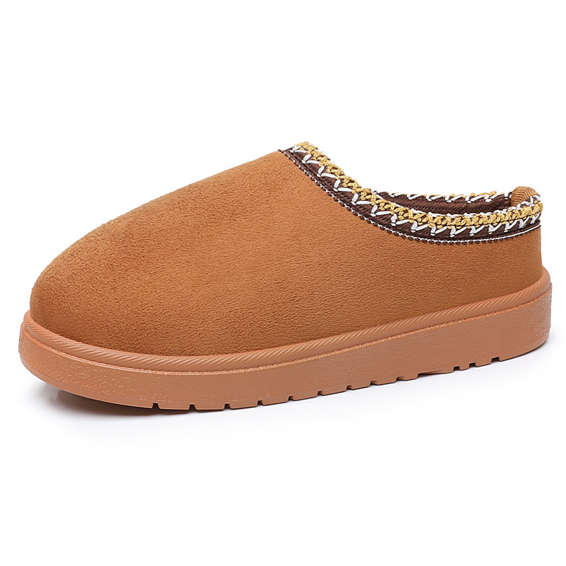 Pantuflas de algodón para uso doméstico en invierno, estilo femenino, forradas de felpa y gruesas, cálidas y cómodas, tipo pantuflas de algodón sin cordones.