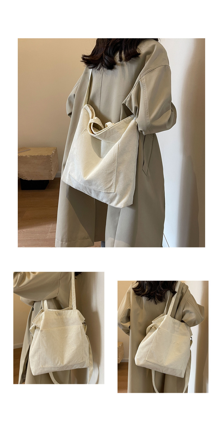 New Korean-style simple large-capacity handbag, casual corduroy single-shoulder bag, versatile travel light crossbody bag wholesale undefined