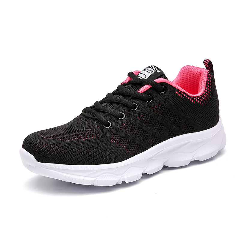 Zapatos de madres suaves de calidad zapatos de carreras deportivos casuales de tejido volante estilo coreano ligero y simple estilo de moda juvenil