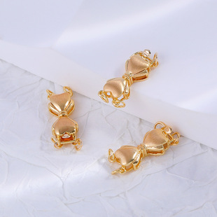 Zhongxing jewelry bow double row buckle necklace bracelet closing jewelry buckle frosted brushed French retro buckle