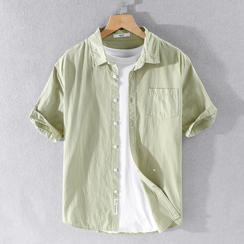 Summer Pure Cotton Short-Sleeved Shirt Men's Business Trend Half-Sleeved Tops Cotton Men's Casual Breathable Shirt Thin Summer Pure Cotton Short-Sleeved Shirt Men's Business Trend Half-Sleeved Tops Cotton Men's Casual Breathable Shirt Thin