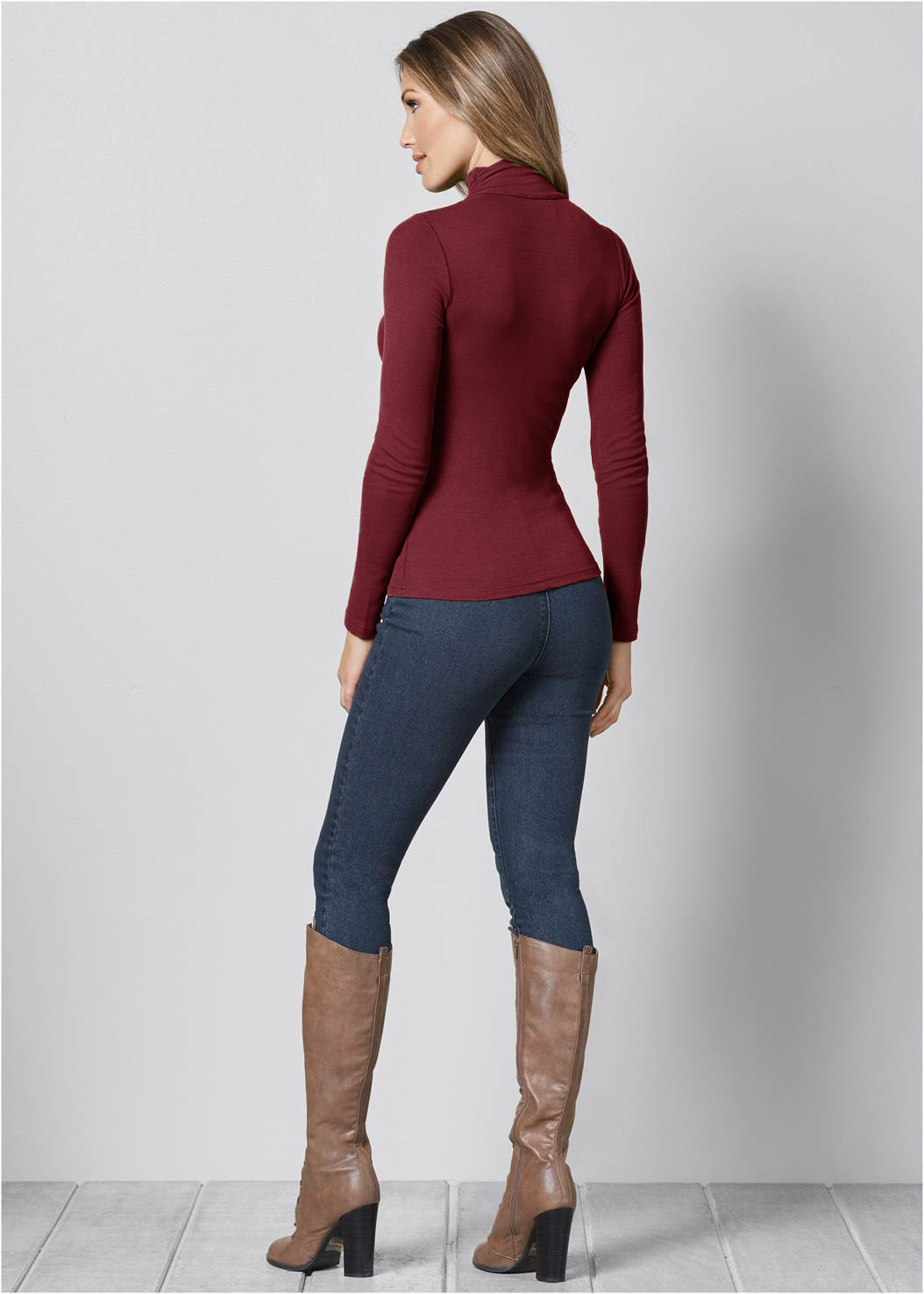 solid color slim high-neck hollow long-sleeved T-shirt nihaostyles clothing wholesale NSMDF81525