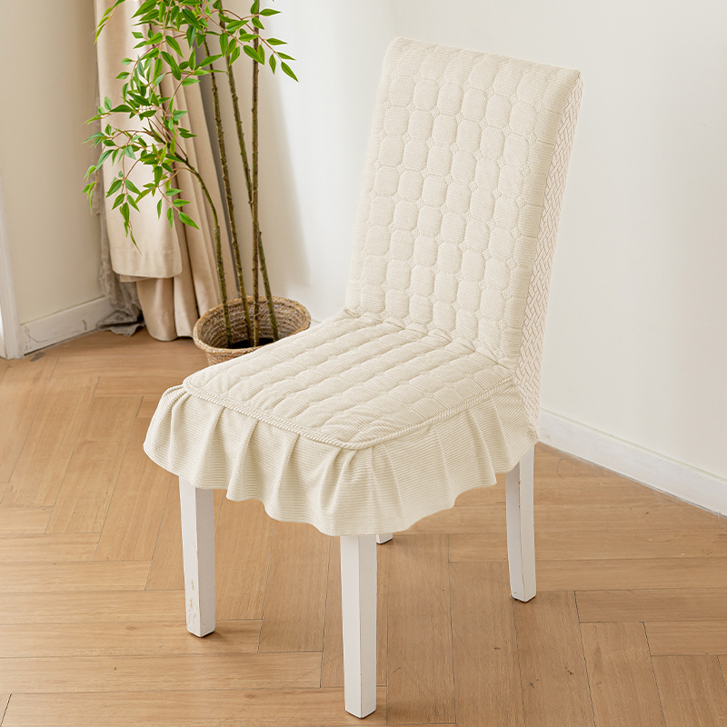 Nueva cubierta de silla de algodón grueso de lujo ligero de alto nivel de sensación de silla de comedor de algodón cubierta de taburetes todo incluido cubierta anti-gato universal