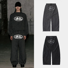 韩国badblood bcac系列复古波点休闲裤女小众裤子宽松长裤阔腿裤