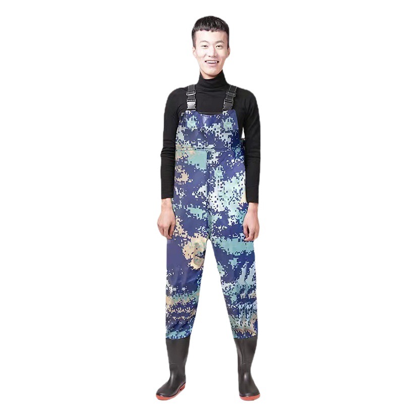 Pvc Waterproof Half-Body Rain Pants Men's Thickened Suspenders Wading Pants Outdoor Camping Wading Pants Manufacturer