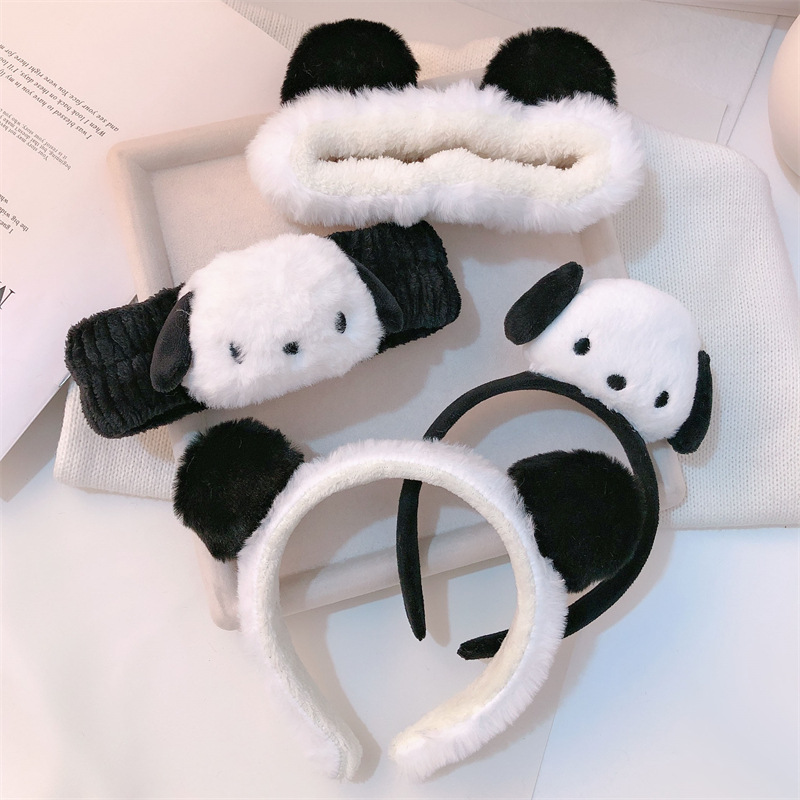 Linda banda para el cabello de panda, lavado de cara femenino, parte superior del cráneo alto, aplicación de máscara de otoño e invierno, diadema de felpa especial para lavar, tocado