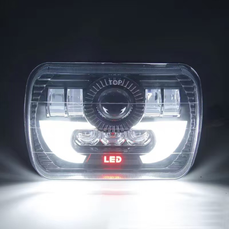Cross-border Hot Selling 7inch Horn Square 5*7 Car LED Headlight Modification Accessories Super Bright High and Low Beam Integrated LED Car Lights