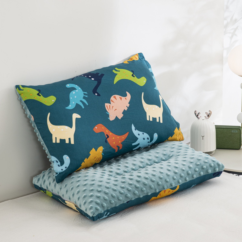 Almohada para niños de jardín de infantes AB cara Almohada de terciopelo de guisantes de algodón Almohada de almohada desmontable para niños de uno a diez años