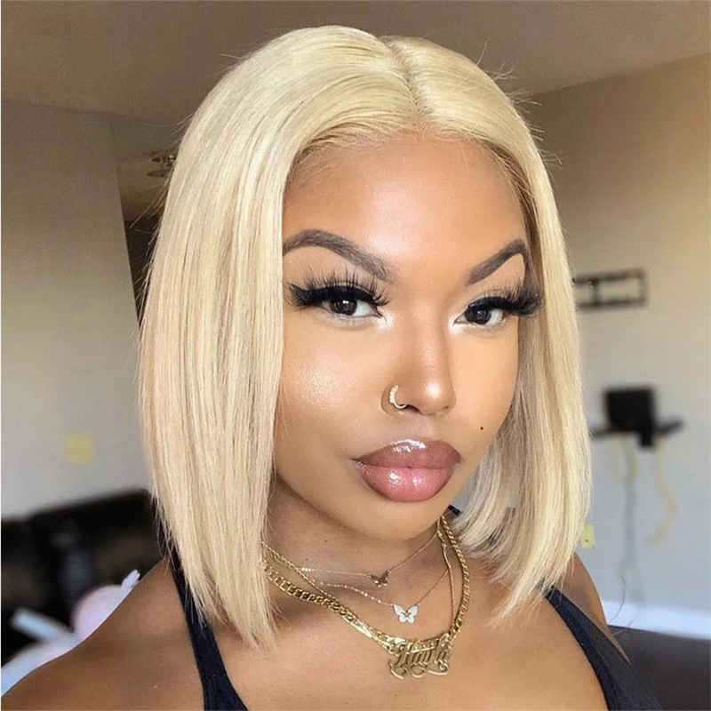 Moda transfronteriza corta pelo recto frente peluca de encaje fibra química cubierta de cabeza fábrica al por mayor image 4