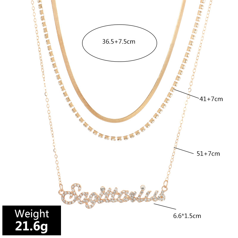 Fashion Diamond Multi-layer Twelve Constellation Necklace display picture 12