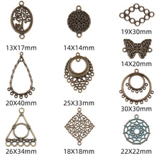厂家直销DIY材料镂空项链吊坠复古古铜色多孔连接DIY耳环制作配件