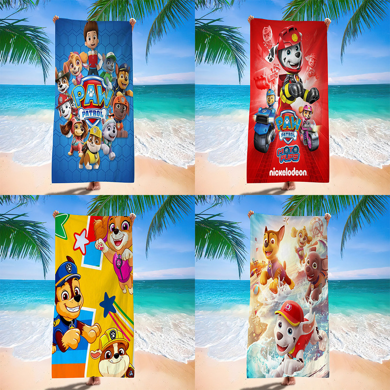 Cross-Border Hit Product: Paw Patrol Cartoon Beach Towel, Quick-Drying, Water-Absorbent, Skin-Friendly, Soft, Non-Shedding Bath Towel
