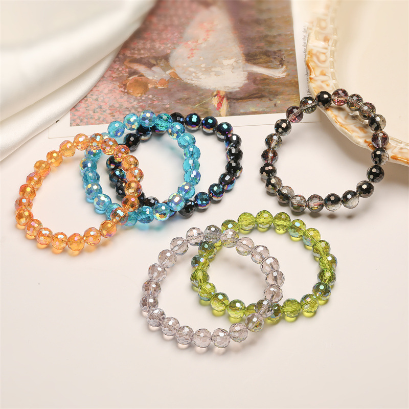 Pulsera de cristal natural multicolor ultrafelante transfronterizo de 10mm pulsera de cuentas elásticas simples multicolor al por mayor