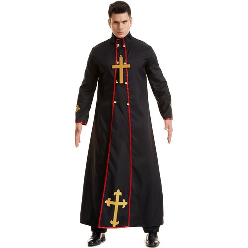Cross-border Christmas men's priest robe Roman wizard robe men's long robe carnival party costume Halloween costume 