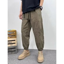 号仓库昱本速干裤夏季薄款浅灰色收脚布裤超薄工装小脚裤修身