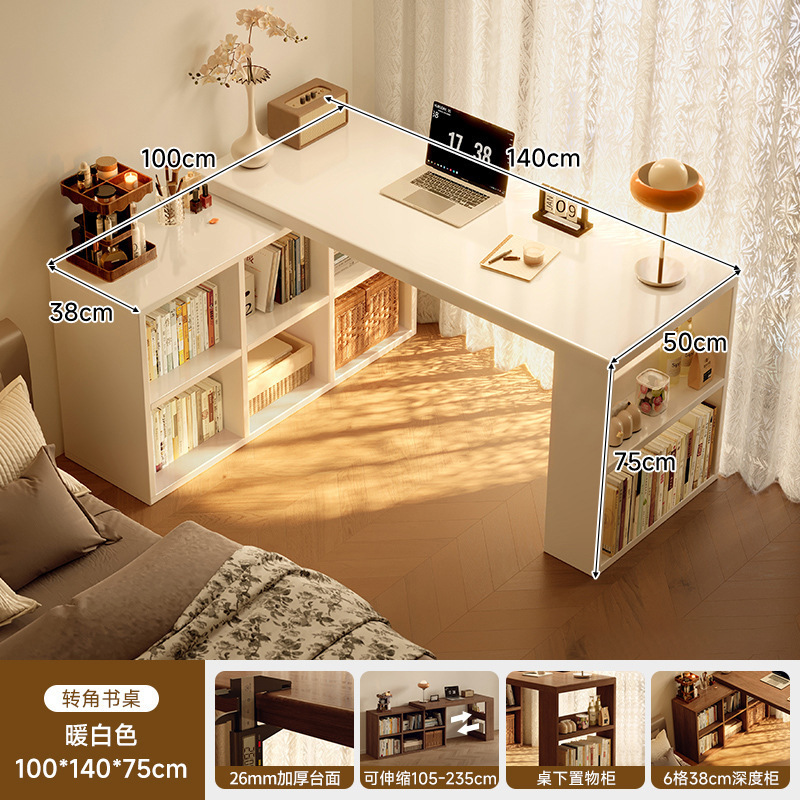 Esquina de madera maciza, escritorio, estantería, mesa integrada, dormitorio, hogar, tocador para estudiantes, escritorio para computadora en forma de l, oficina