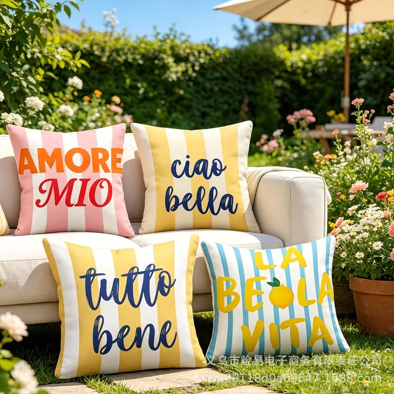 Transfronterizo para 4 piezas de verano italiano rayas funda de almohada mágica funda de almohada en el hogar al por mayor un agente de cabello image 4