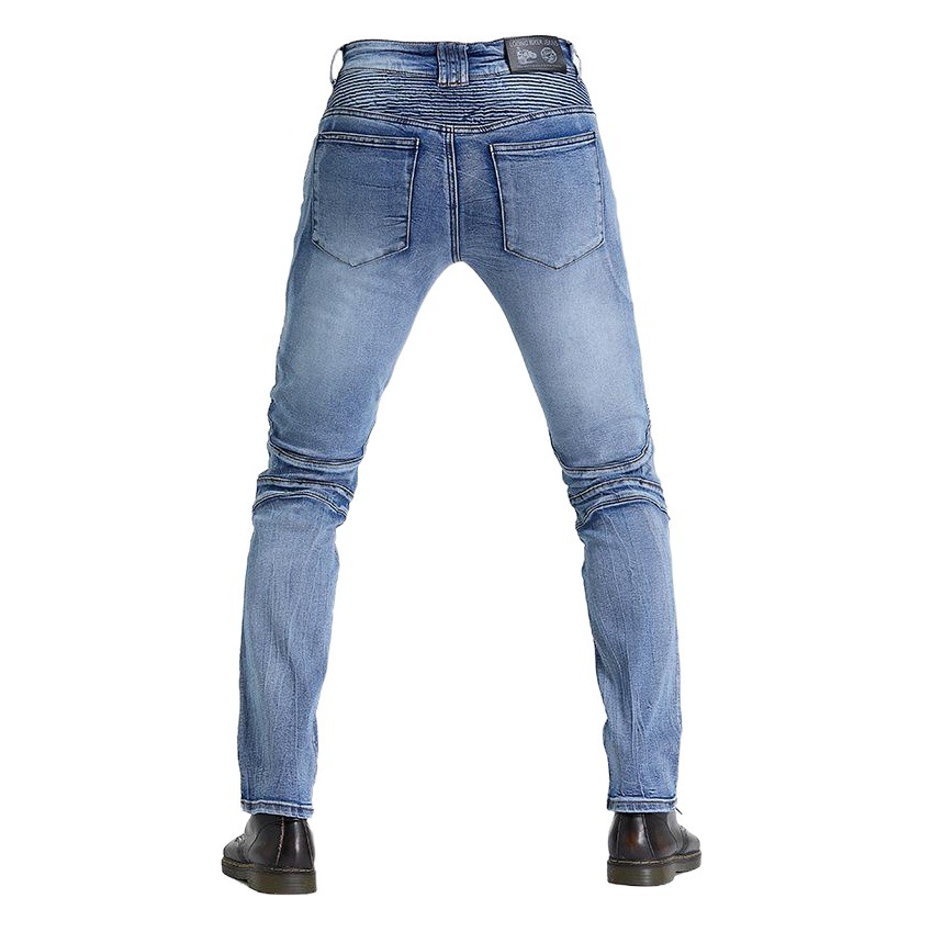 Directo de fábrica de la motocicleta pantalones vaqueros de los hombres de la motocicleta retro pantalones de montar carreras anti-Caída de cross-country pantalones lavados azul
