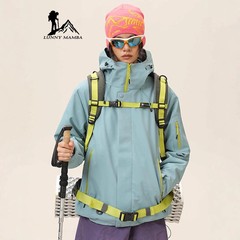 芥岚灰冲锋衣外套女2025新款小个子春秋户外防风超好看西藏登山服