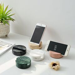 アマゾンLazada独立駅天然白色大理石携帯電話スタンド角形円形オプション携帯電話ホルダー