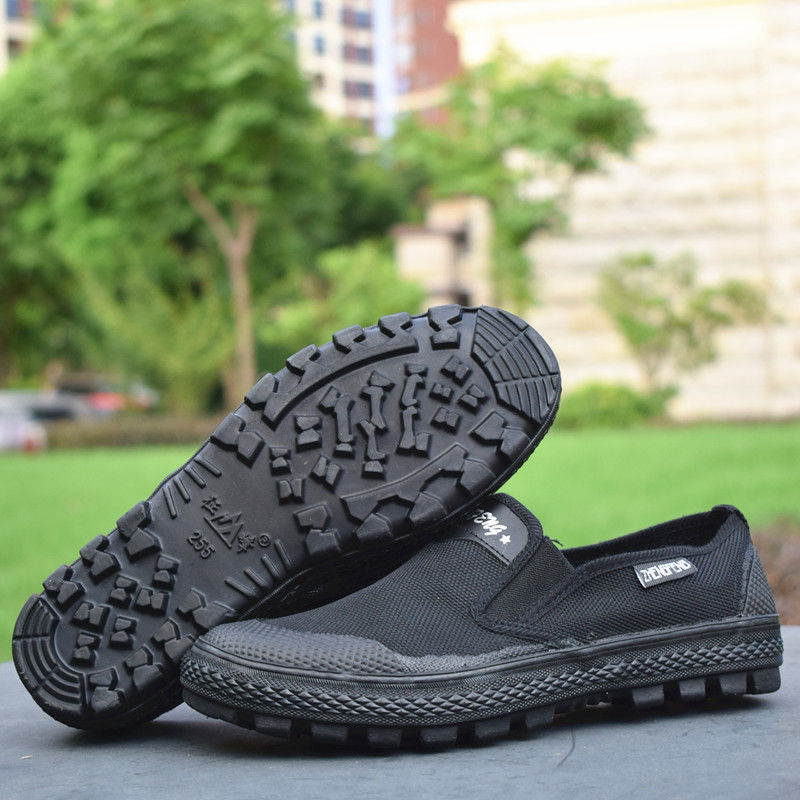 四川征峰解放鞋一脚蹬懒人鞋男女防滑劳保耐磨黑色低帮工地干活鞋
