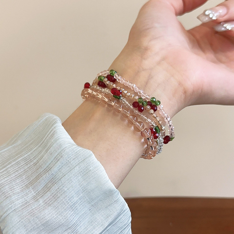 Cute Sweet Cherry Artificial Crystal Seed Bead Beaded Chain Beaded Bracelets Wholesale display picture 12