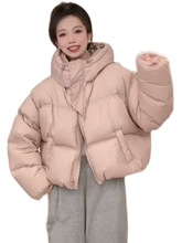 肯豆风短款羽绒服女2023冬新款韩版小个子高腰加厚面包服外套代发