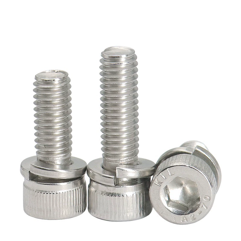 Нержавеющая сталь 304 DIN912 Головка чашки Шестигранная накладка Два комбинированных винта машины Винт с цилиндрической головкой с накаткой M3M10