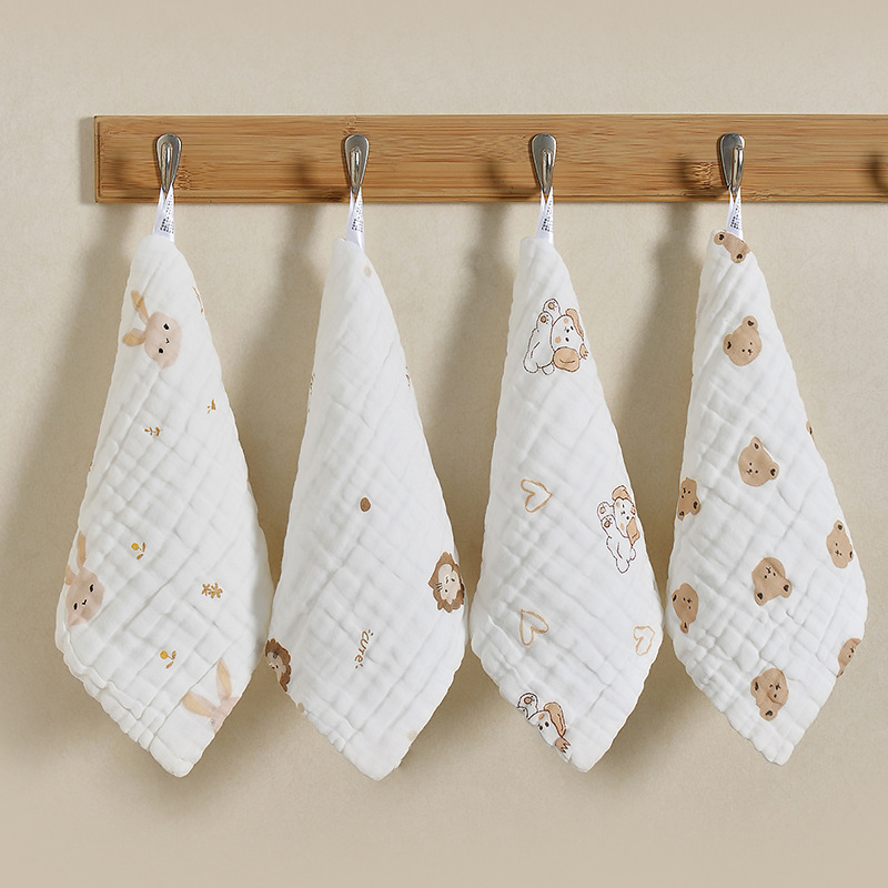 Six-layer cotton gauze square towel children's towel Seersucker absorbent thickened baby class a saliva towel children's towel foreign trade