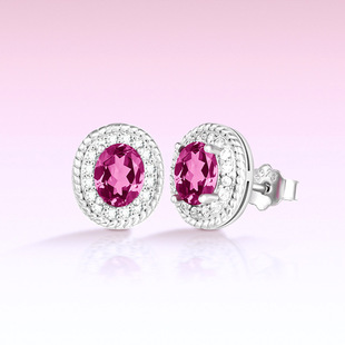 S925 Silver Set Natural Color Ruby Earrings Original Design Women's Light Luxury Gem Fashion Wholesale