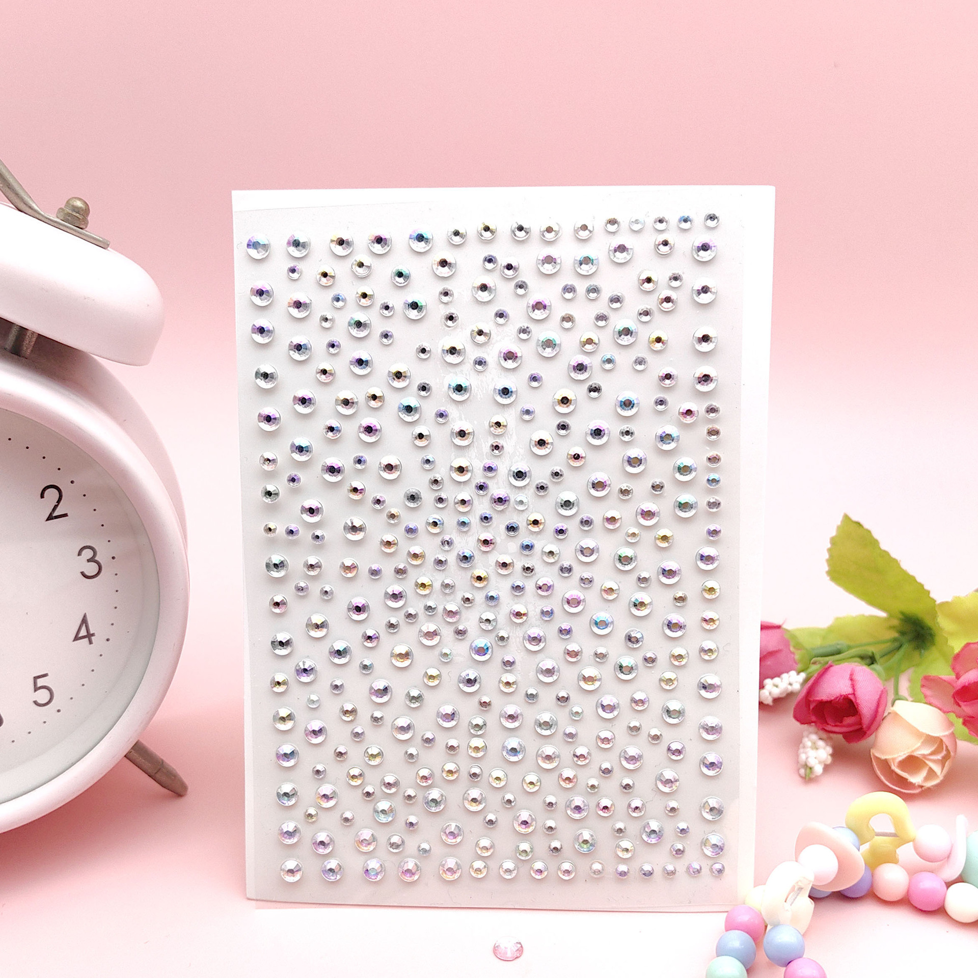 AB 컬러 라운드 다이아몬드 안개꽃 (화이트) 10*14.5CM