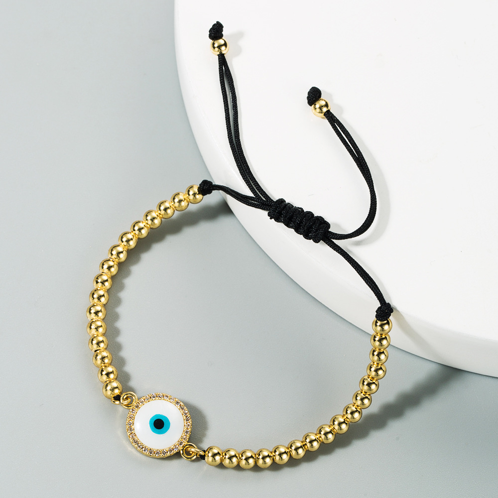 Fashion Trend Evil Eye Copper Inlaid Zircon Chain Simple Bracelet display picture 3