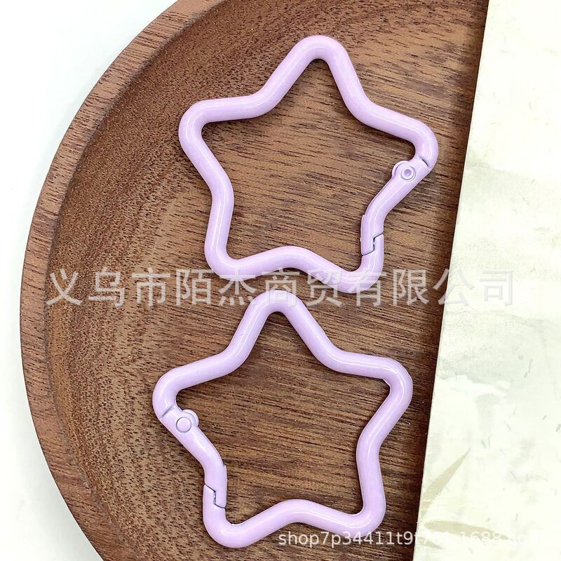 彩色五角星弹簧扣饰品diy钥匙扣配件简约百搭挂件开口环配饰批发|undefined
